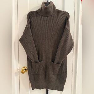Mango Chocolate Ribbed Sweater Dress